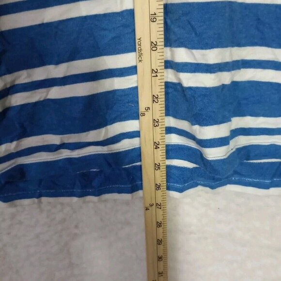 L.L. Bean Womens Hoodie Blue Striped Henley Pullover Sweatshirt Women's Size L - Picture 5 of 10